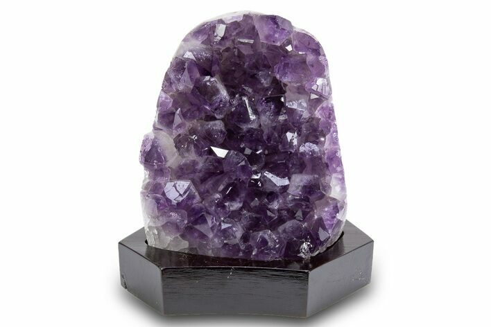 Deep Purple Amethyst Geode With Wood Base - Uruguay #300763